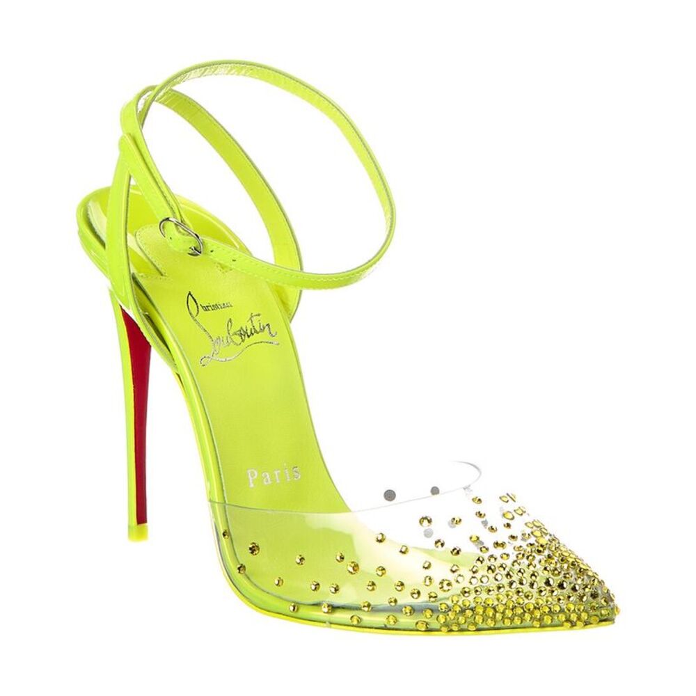 Christian Louboutin Spikaqueen 100 Vinyl & Patent Pump, Yellow